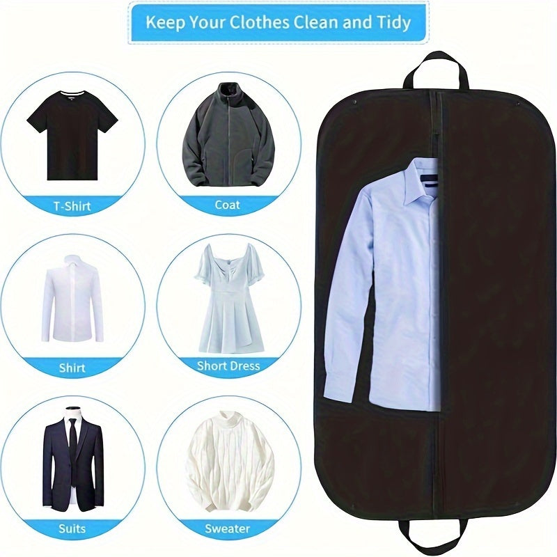 1pc Breathable Suit Cover, Non-Woven Fabric Dust-Proof Garment Bag With Portable Handle For Wardrobe Organization, Travel Storage, Clothes Protector For Shirts, Coats, Dresses, Jackets