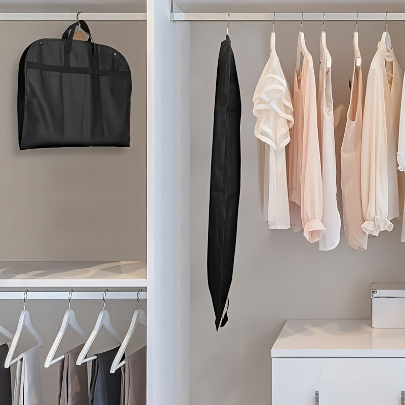 1pc Breathable Suit Cover, Non-Woven Fabric Dust-Proof Garment Bag With Portable Handle For Wardrobe Organization, Travel Storage, Clothes Protector For Shirts, Coats, Dresses, Jackets