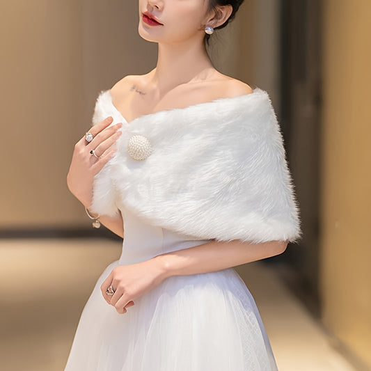 Elegant Faux Fur Shawl For Brides & Bridesmaids - Warm, Non-Stretch, Perfect For Weddings & Evening Dates Dresses For Women Elegant Dresses For Women