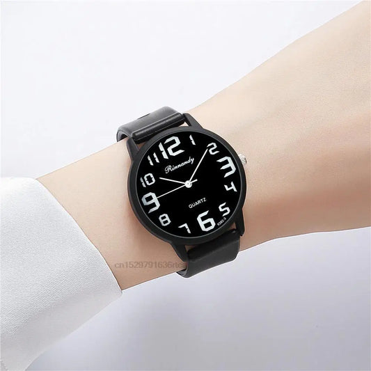 Women Fashion Silicone Watches Set Minimalist High Number Qualities Big Dial Ladies Quartz Wristwatches With Casual Clock Gifts