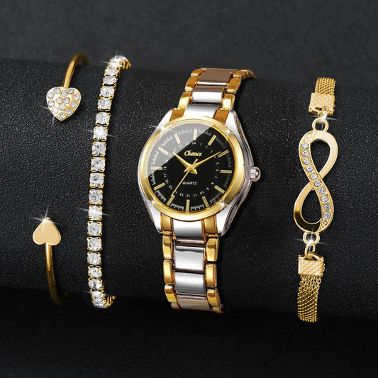 4PCS/Set Fashion Small Dial Women Watches Ladies Luxury Analog Quartz Wristwatch Bracelets Set Reloj Mujer(Without Box)