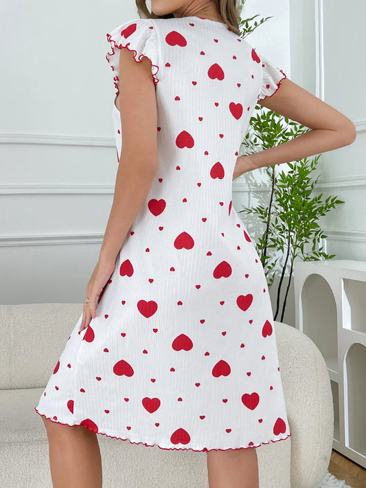Women's Round-Neck All-Season Spring/Summer Dress Nightgown Casual Cute Heart Print Lazy Ins-Style Long Nightdress Summer Pajamas for Women
