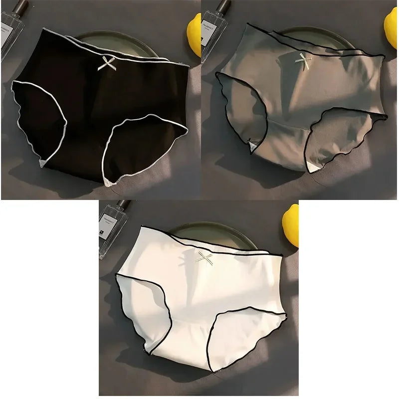 1/3pcs Women's Antibacterial Ice Silk Seamless Triangle Underwear With Low Waist And European-American Style