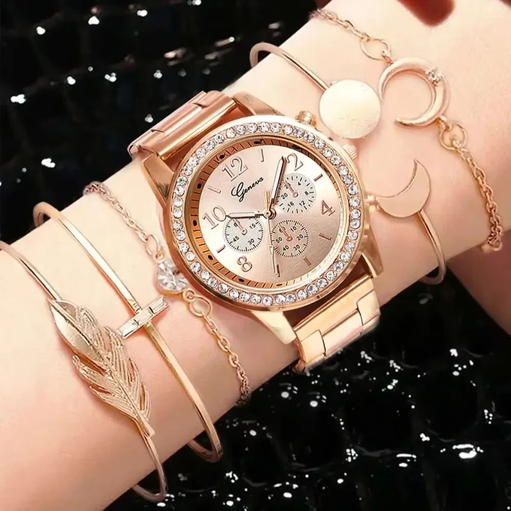Women Watch Set Luxury Silver Dress Quartz Watch Bracelet Ladies Sports Wrist Watch Clock Gift Woman Relogio Feminino 2023