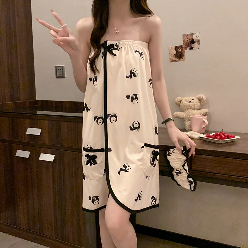 Summer Cotton Bath Towel Thin Faion Line Pattern Simple Magic Sti Women's Bath Skirt Tube Top ort Skirt Bath Robe