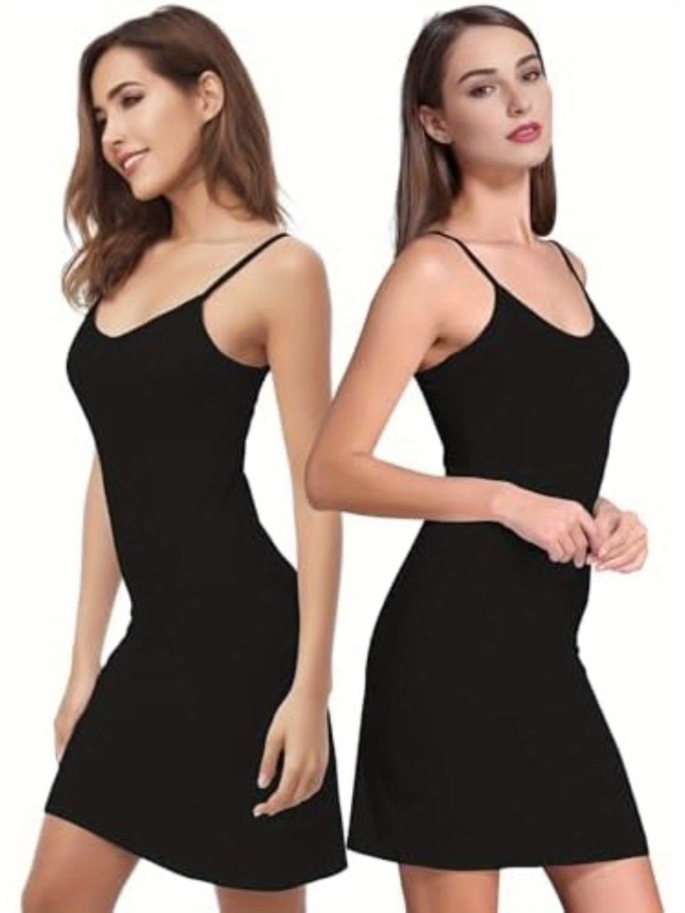 2pcs Slip Dress, Spaghetti Suspender Dress for Women, Cami Halter Neck Tank Full Slip for Under Dresses