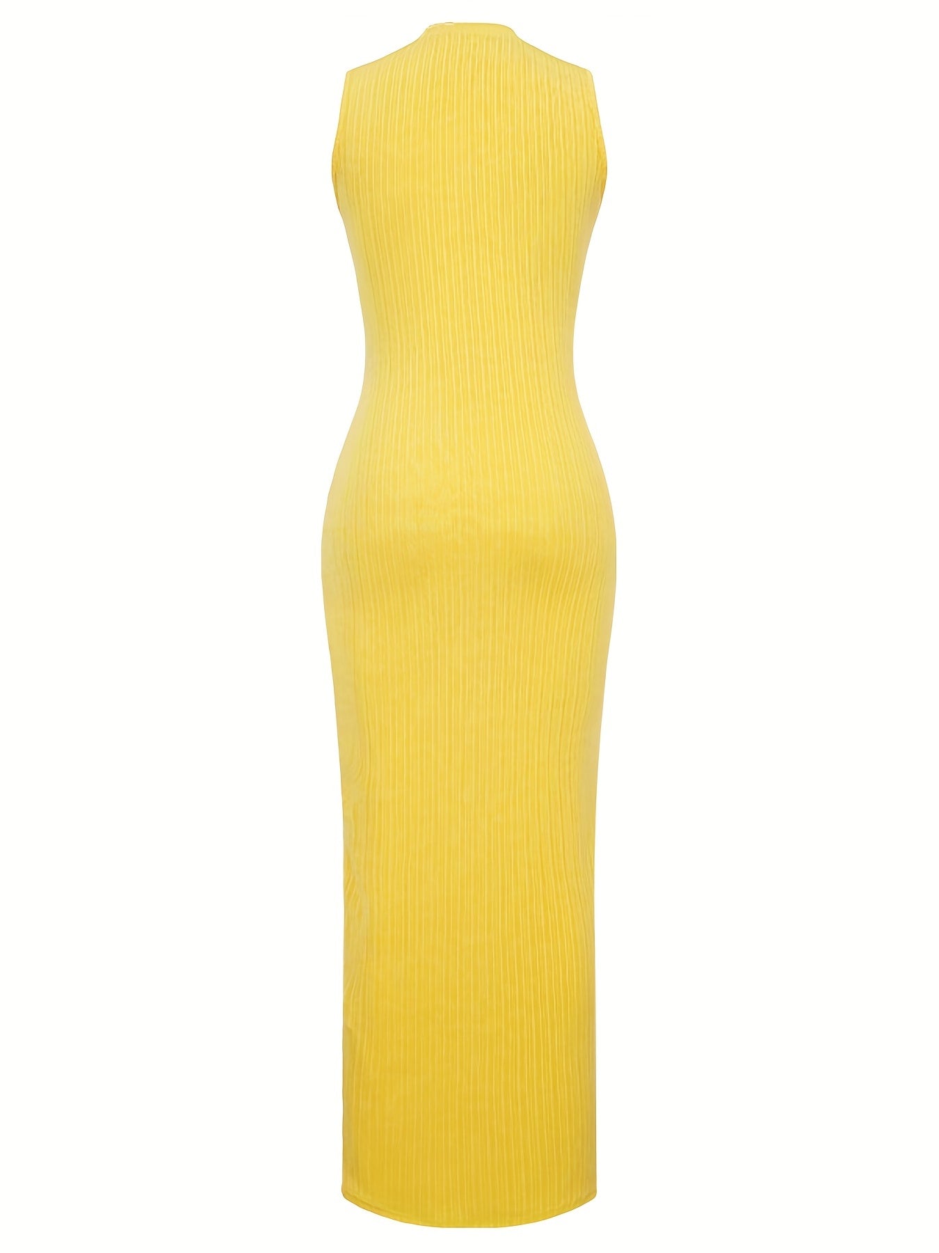 [Casual Dress] Summer Casual Sleeveless Dress | Women's High Elasticity Long Pencil Dress with Round Neck, H-Silhouette & Machine Washable Solid Black for Office, Parties, Casual Attire, Dresses for Work, Smooth Texture Fabri