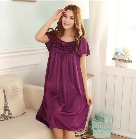 M-5XL Night Dress Ladies Sleepwear Women Silk Nightgowns Sexy Sleepwear Sleeping Dress Summer Pijamas