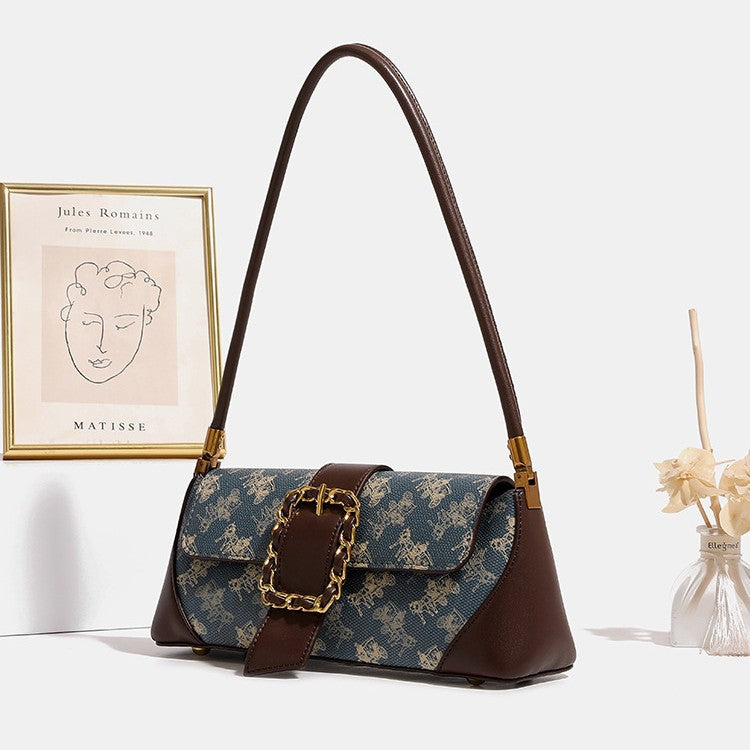 High-End Retro Baguette Bag for Women 2025 Spring Popular Fashion Shoulder Bag Casual Versatile Niche Armpit Bag