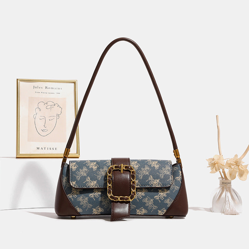 High-End Retro Baguette Bag for Women 2025 Spring Popular Fashion Shoulder Bag Casual Versatile Niche Armpit Bag