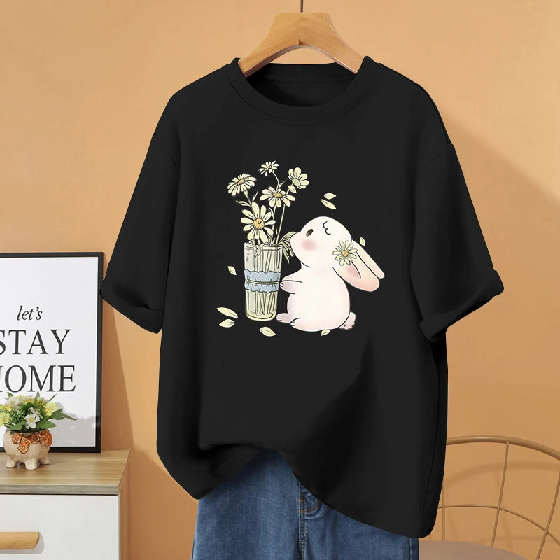Harajuku Women cotton T Shirt  Couple Tee oversized t shirt  y2k top Sleeve Shirt Fashion Loose cotton Tops graphic t shirts
