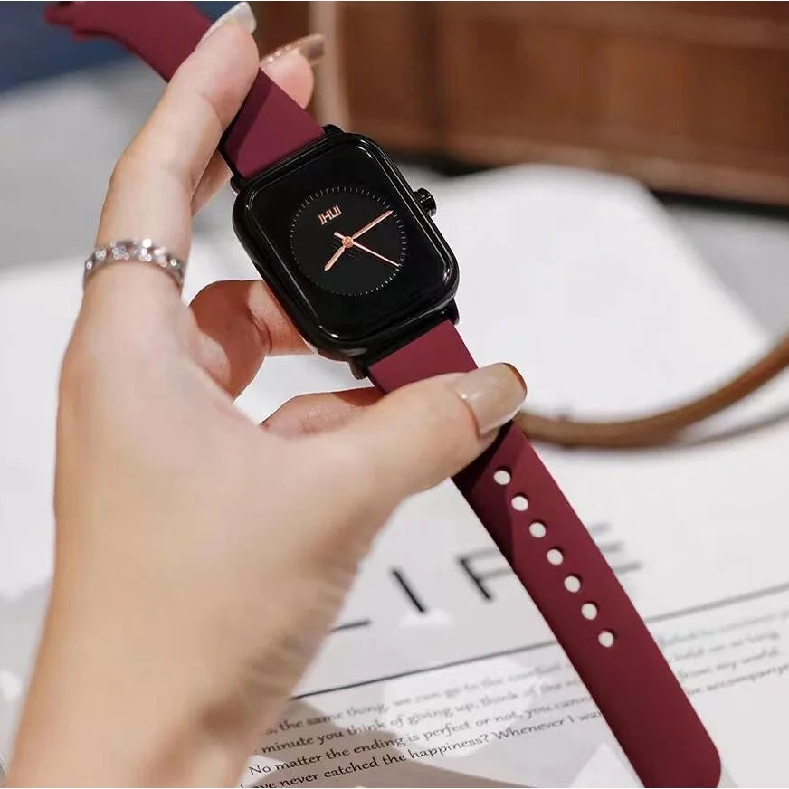 Fashion Rectangle Women Quartz Watch Casual Silicone Band Sports Watches for Women Clock Reloj Mujer（Without Box）