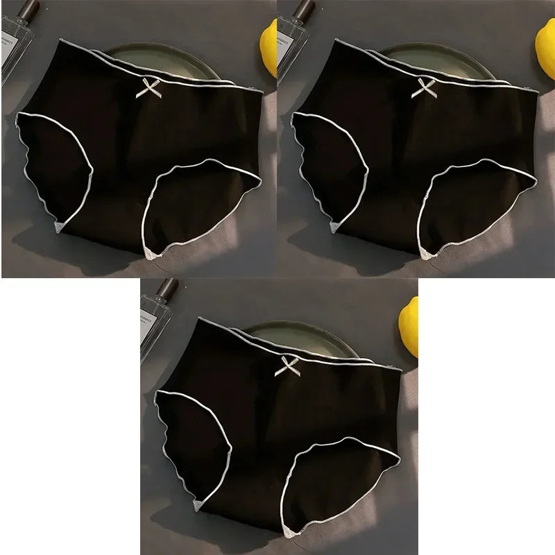 1/3pcs  Women's Antibacterial Ice Silk Seamless Triangle Underwear With Low Waist And European-American Style