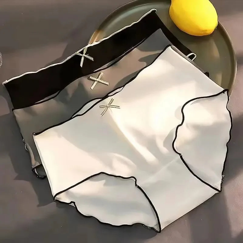 1/3pcs  Women's Antibacterial Ice Silk Seamless Triangle Underwear With Low Waist And European-American Style