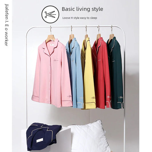 Ladies' 100% Cotton Long Sleeve Pajama Set For Autumn/winter Thin Autumn Collection Women's Homewear