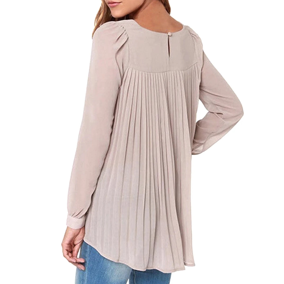 New Women Sexy Casual Loose Chiffon Blouse Long Sleeve Solid Crimp Shirts