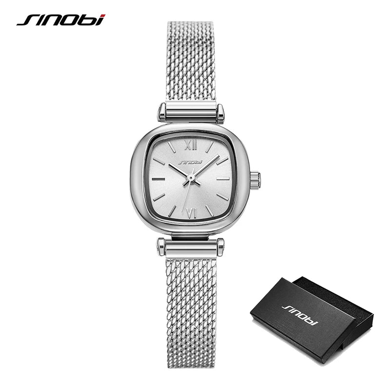 Sinobi Fashion Womens Square Golden Watch Elegant Ladies Quartz Wristwatches Luxury Casual Female Gifts Clock Relogio Feminino