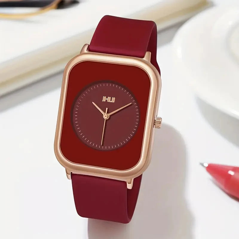 Fashion Rectangle Women Quartz Watch Casual Silicone Band Sports Watches for Women Clock Reloj Mujer（Without Box）