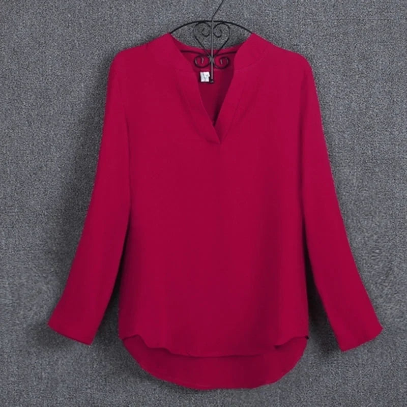 Plus Size Blouse Clothing Women Long Sleeve Shirt Chiffon Blouse Ladies Top blusa feminina S-5XL