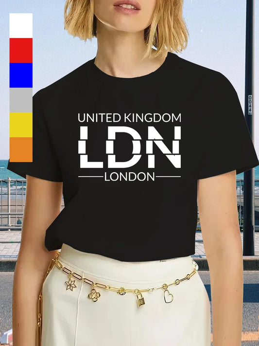 United Kingdom London Letter T-Shirt Female Sport Casual Crop Top Cool Hip Hop Tee Shirt Soft Breathable T Shirt Women