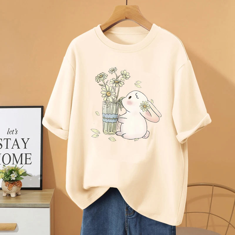 Harajuku Women cotton T Shirt  Couple Tee oversized t shirt  y2k top Sleeve Shirt Fashion Loose cotton Tops graphic t shirts