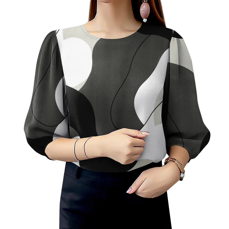 Stylish Summer Printed Blouses 2025 ZANZEA Women Tops Tunic Bohemain Holiday Shirt Casual Spring O Neck 3/4 Sleeve Work Blusas