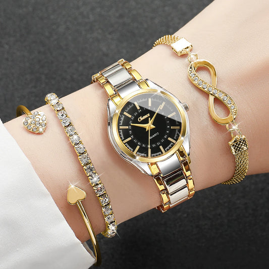 4PCS/Set Fashion Small Dial Women Watches Ladies Luxury Analog Quartz Wristwatch Bracelets Set Reloj Mujer（Without Box）
