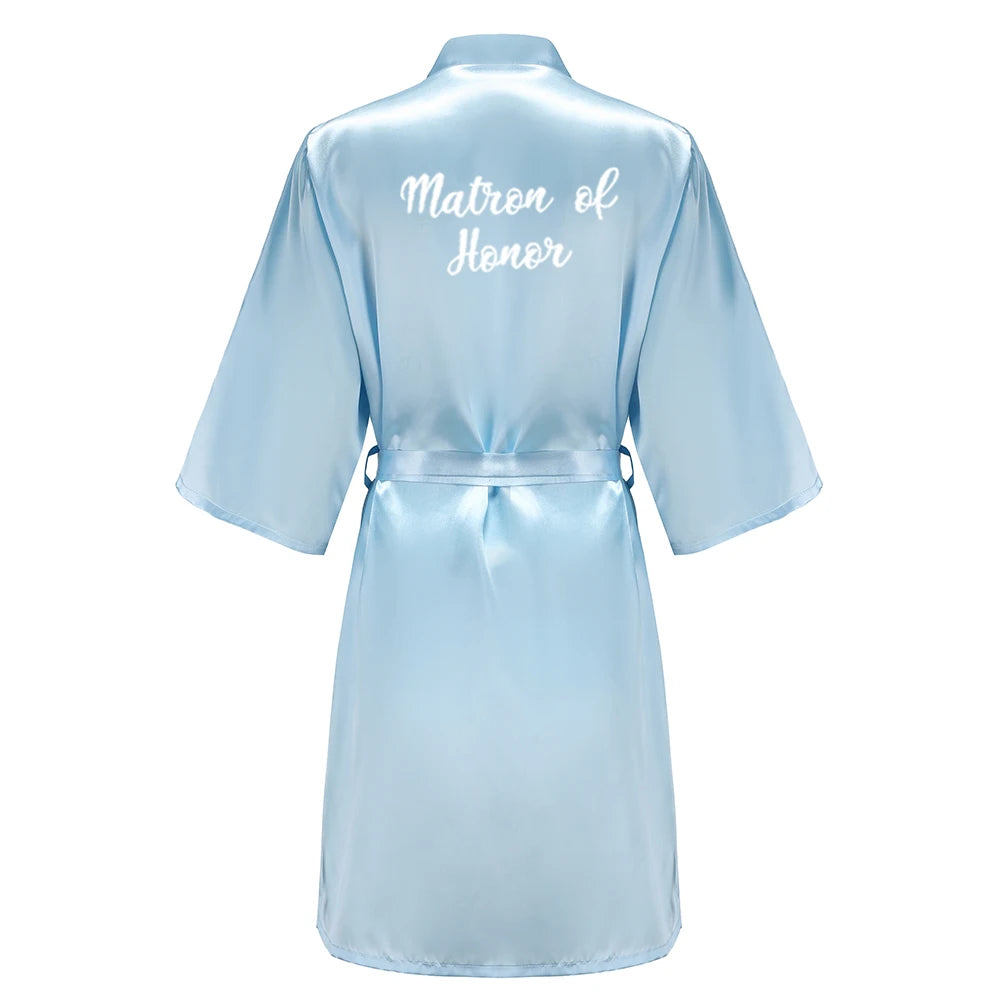 Blue Women Bathrobe White Letter Bride Bridesmaid Mother Maid of Honor Get Ready Bridal Party Robes Gifts Dressing Gown