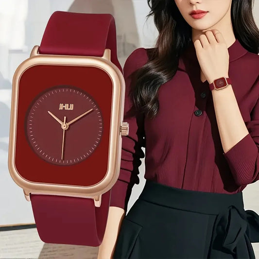 Fashion Rectangle Women Quartz Watch Casual Silicone Band Sports Watches for Women Clock Reloj Mujer（Without Box）
