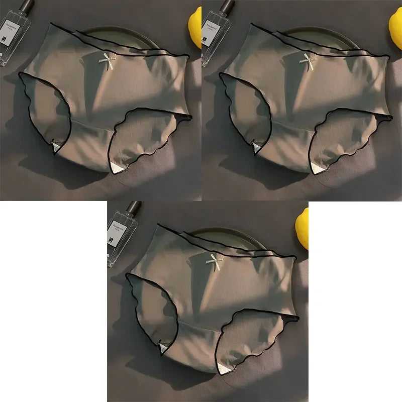 1/3pcs  Women's Antibacterial Ice Silk Seamless Triangle Underwear With Low Waist And European-American Style