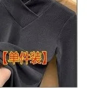 Thickened Double-Sided Fleece Base Shirt Long Sleeve High Collar Women's Autumn Winter Thermal T-Shirt Polyester Fiber Regular S
