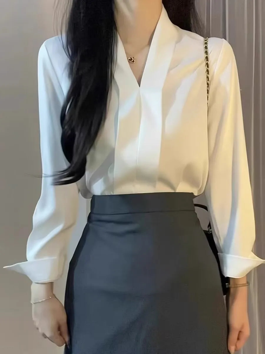 Long Sleeve Office Ladies Blouse Women Casual Shirts Tops Spring Summer Fashion Female OL Pullover Blouses Chiffon Blusas