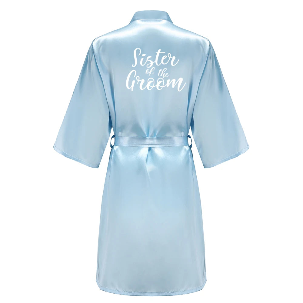 Blue Women Bathrobe White Letter Bride Bridesmaid Mother Maid of Honor Get Ready Bridal Party Robes Gifts Dressing Gown