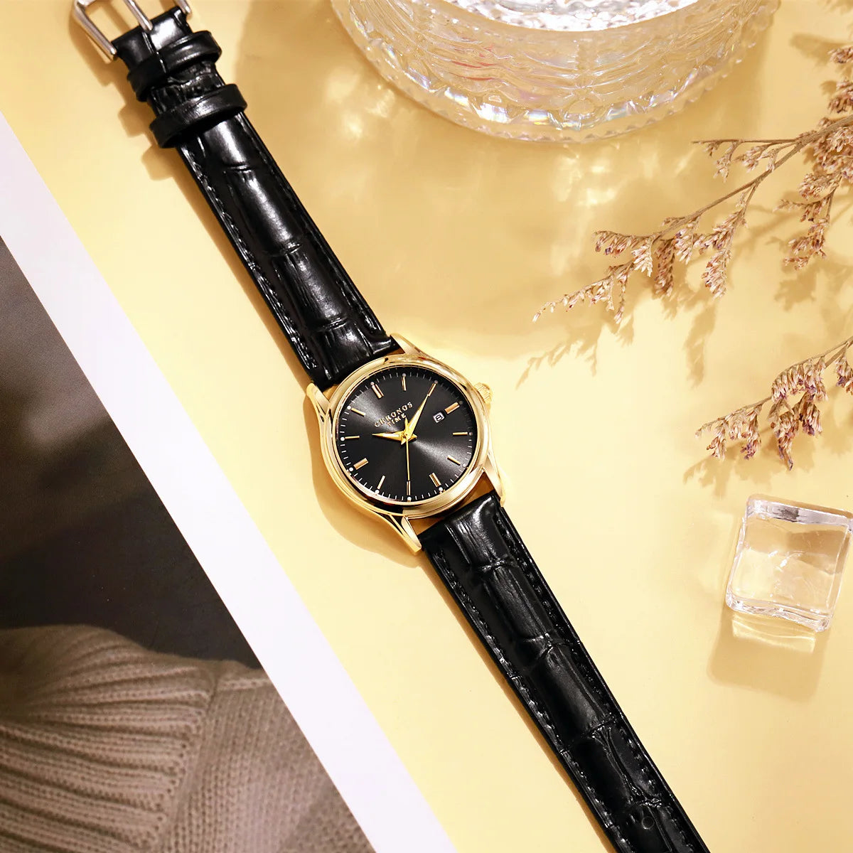 CHRONOS Luxury Leather Watch for Woman Waterproof Stainless Steel Ladies Quartz Watch Dress Elegant Women Watches Fashion reloj