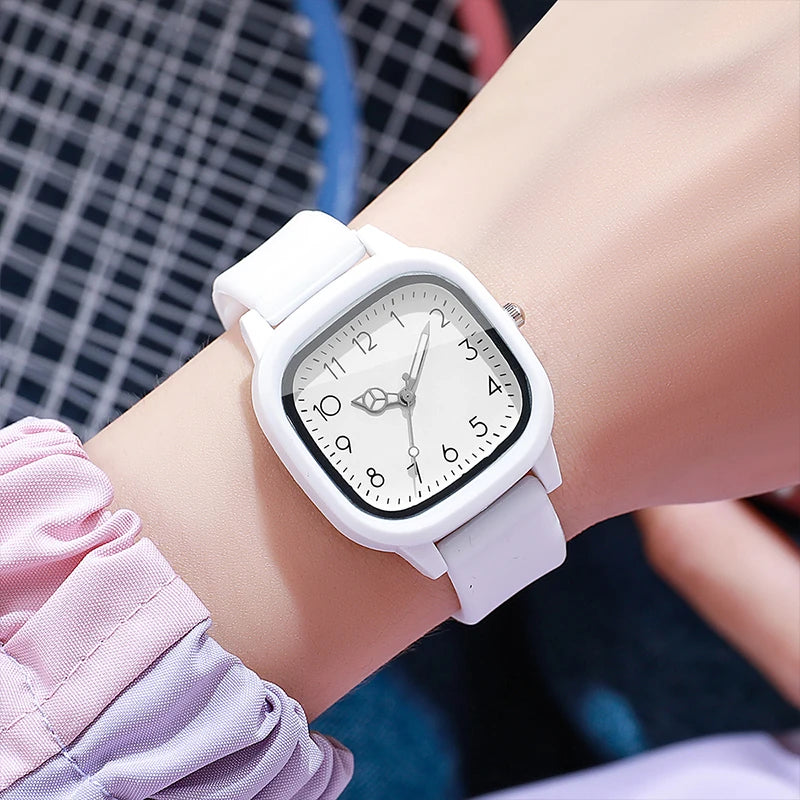 Fashion Square Women Watches Casual Silicone Band Quartz Wristwatch for Girls Clock Reloj Mujer