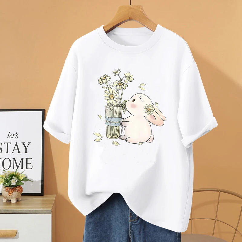 Harajuku Women cotton T Shirt  Couple Tee oversized t shirt  y2k top Sleeve Shirt Fashion Loose cotton Tops graphic t shirts