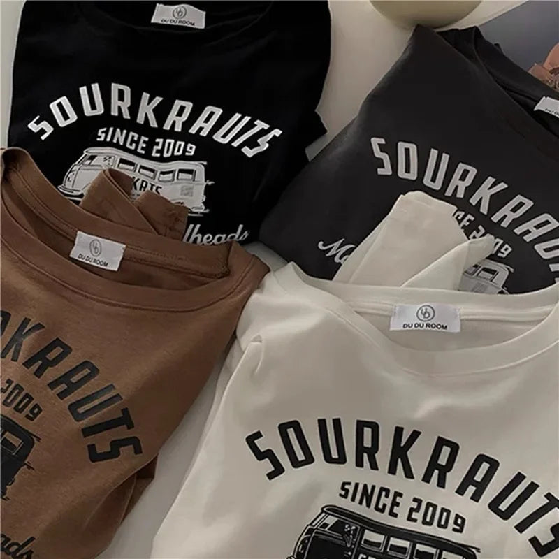 French Style InnerTop Women's Brown Long Sleeve T-Shirt Cropped Slim Fit Coffee Color Base Layer Top Autumn Crew Neck Polyester