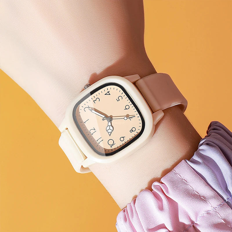 Fashion Square Women Watches Casual Silicone Band Quartz Wristwatch for Girls Clock Reloj Mujer