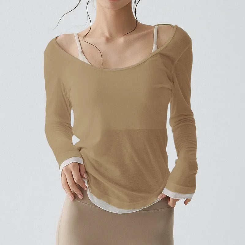 Women fitness gym Yoga Tops Lightweight Breathable Sexy Backless Long-sleeved sports tops Cover-up T-shirt Women's clothing