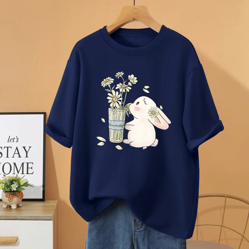 Harajuku Women cotton T Shirt  Couple Tee oversized t shirt  y2k top Sleeve Shirt Fashion Loose cotton Tops graphic t shirts