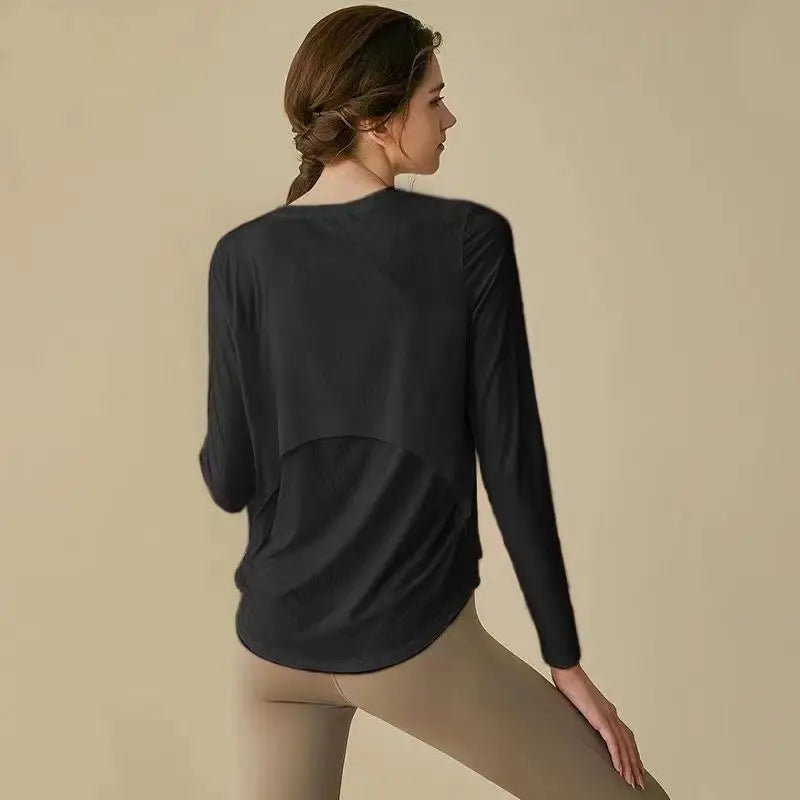 gym Sports Top T-shirt Women Yoga Clothing Running Loose Slim Quick Dry Training Long Sleeve Thin Blouse Fitness Tops Autumn Gym