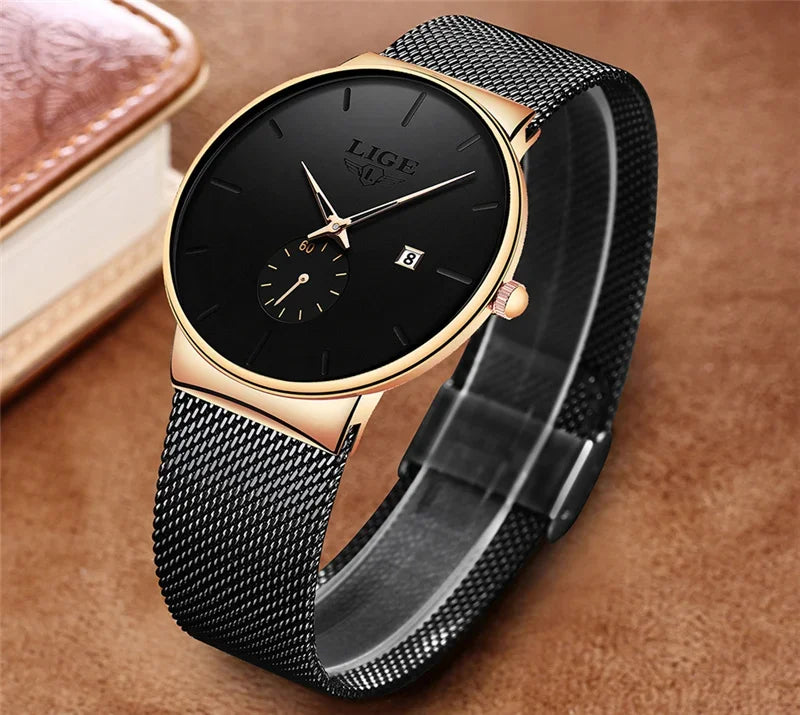 LIGE Ultra Thin Fashion Casual Ladies Watches Elegant Luxury Waterproof Business Quartz Watch for Women Gift Auto Calendar Clock