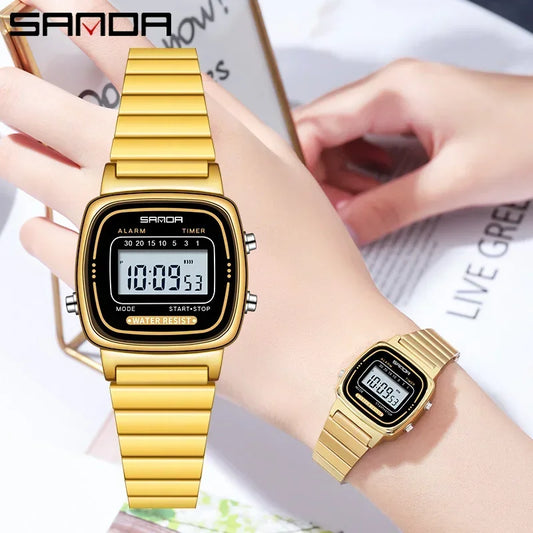 SANDA Women Classic Electronic Watch Fashion Female Elegant Clock Luxury Watch Casual Ladies Waterproof Wristwatch reloj mujer