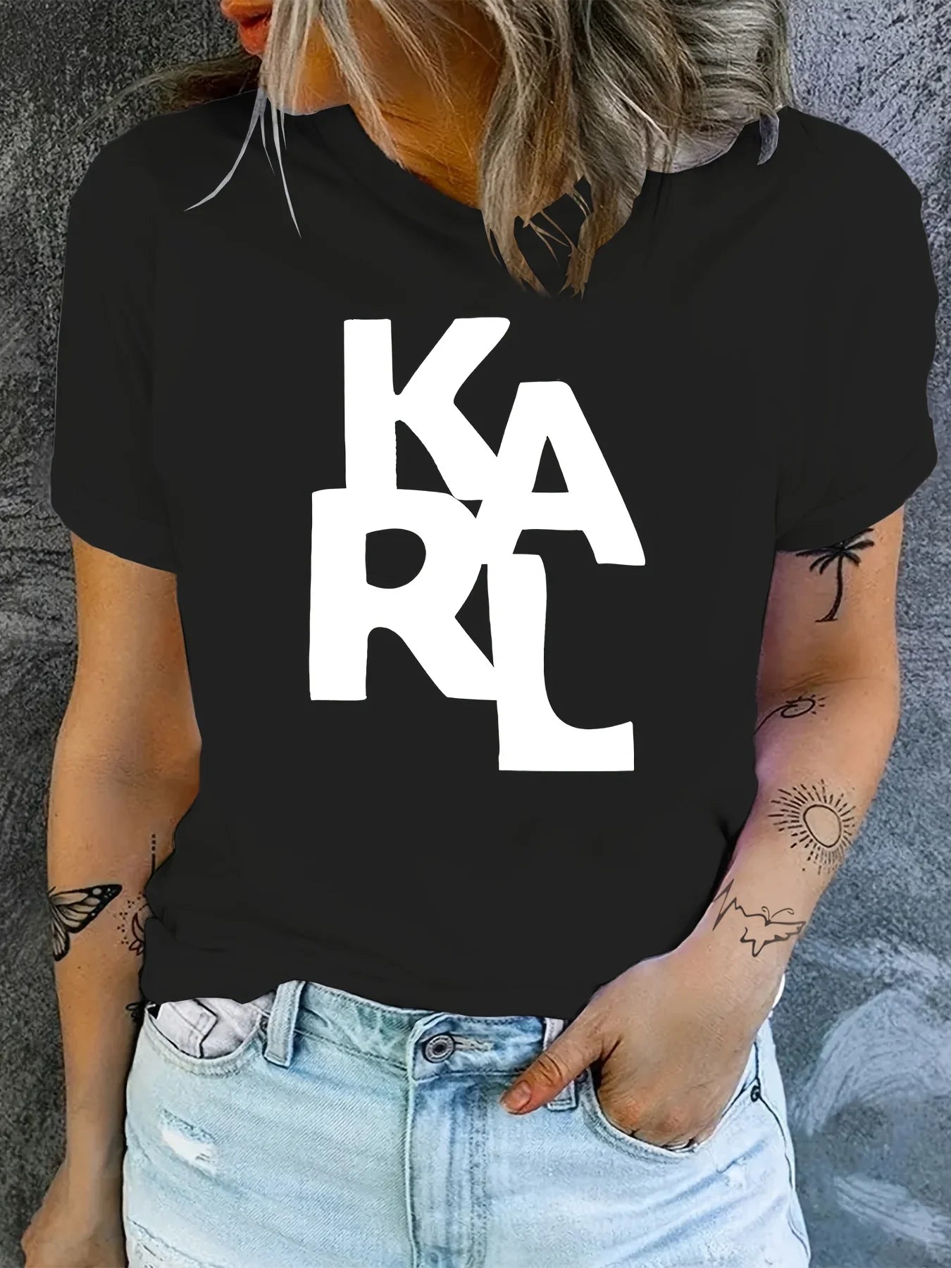 2025 KARL Women's T-Shirt Letter Printing Short Sleeve Cotton Tees High Quality Luxury Brand T-shirt Summer Streetwear Y2k Tops