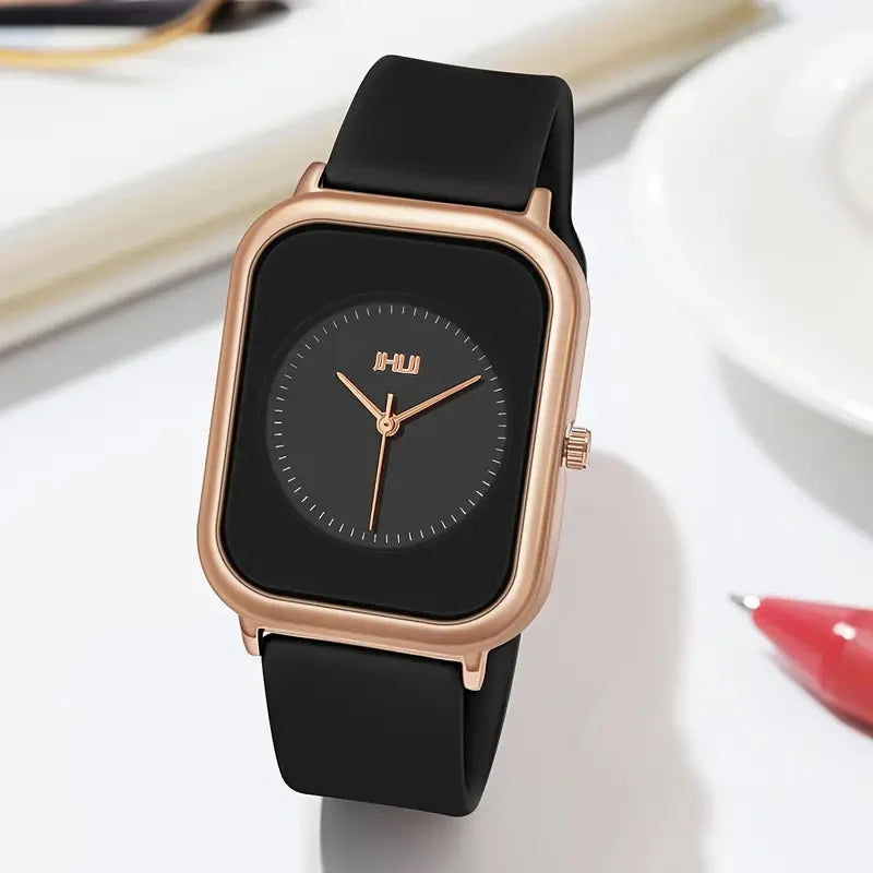Fashion Rectangle Women Quartz Watch Casual Silicone Band Sports Watches for Women Clock Reloj Mujer（Without Box）