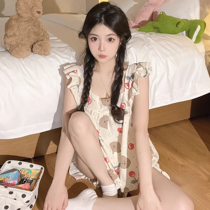 Summer Spwear Women's 2025 New Japanese Sle Fre Vest orts Woven Cotton Thin Home Clothes Set Breathable Comfortable