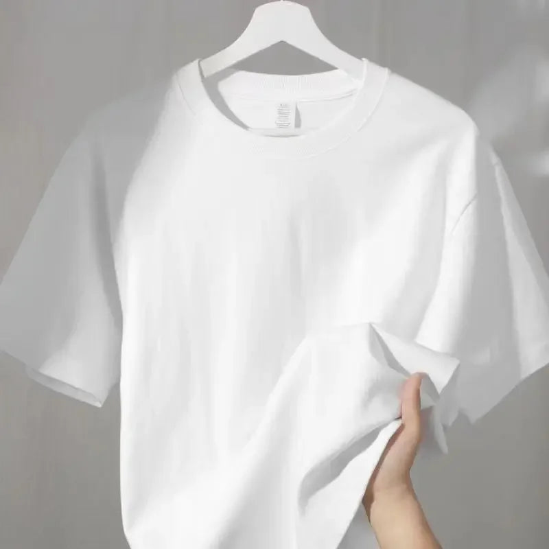 Women Pure Cotton White T-shirt Short Sleeved Half Sleeve Bottom Shoulder Top Solid Color New Summer 2024 graphic t shirts