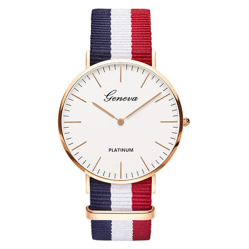 Top Brand Luxury Women Watches Fashion Stripe Nylon Strap Ladies Quartz Wristwatch Simple Casual Watch Women Clock Montre Femme