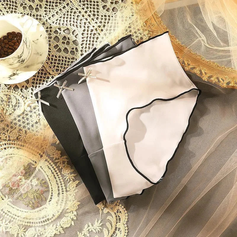 1/3pcs  Women's Antibacterial Ice Silk Seamless Triangle Underwear With Low Waist And European-American Style