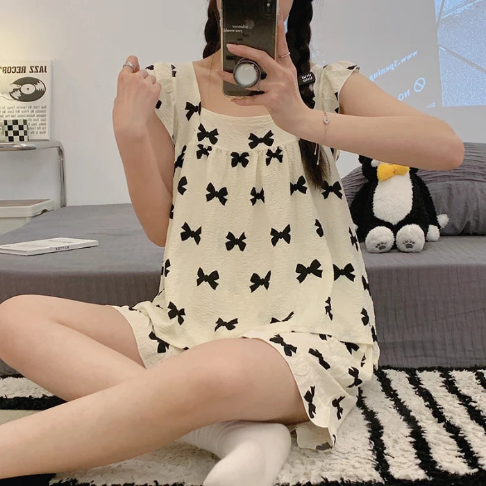 Summer Spwear Women's 2025 New Japanese Sle Fre Vest orts Woven Cotton Thin Home Clothes Set Breathable Comfortable